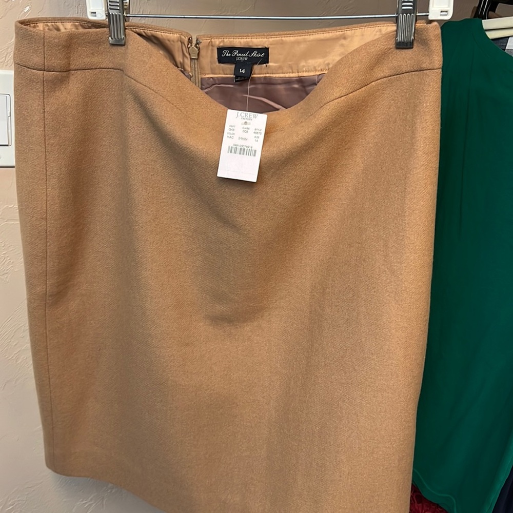 NWT J. Crew tan skirt size 14